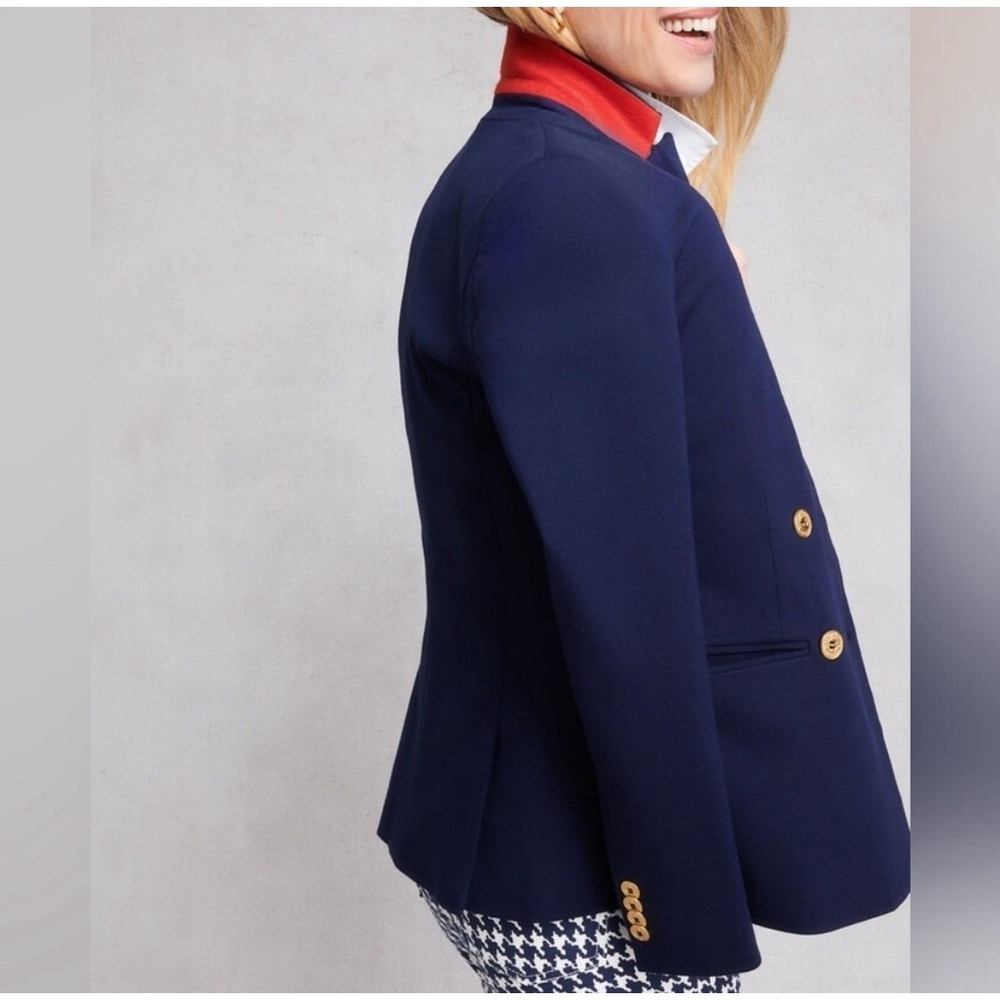 J. McLaughlin Navy Blue Warrington Double-Breasted Blazer Size 10 Preppy Neutral - Picture 3 of 11